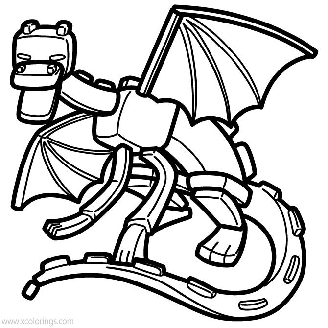 Ender Dragon Coloring Pages Clipart Black and White - XColorings.com