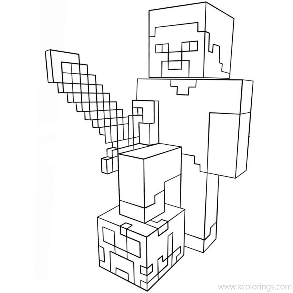 Free Free Minecraft Steve Coloring Pages printable