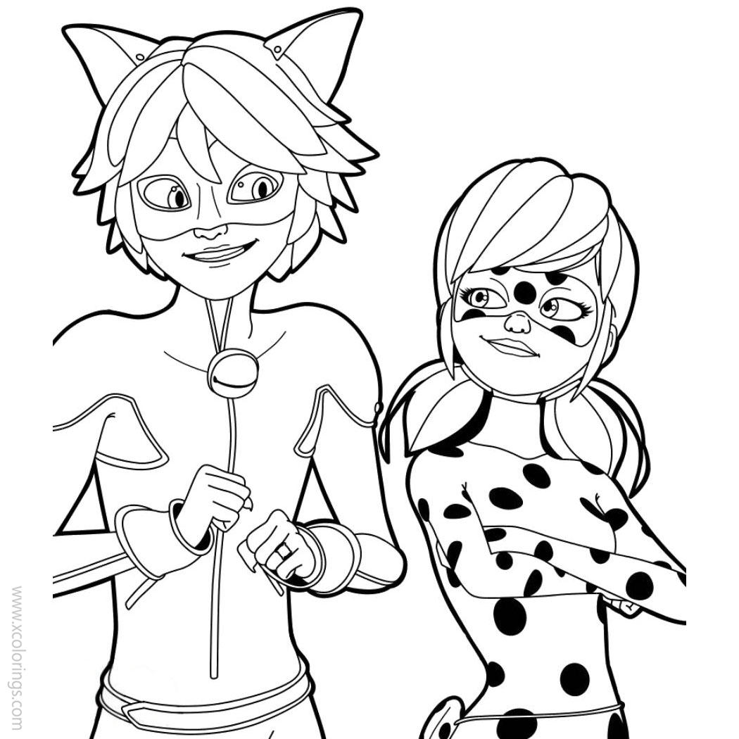 Free Miraculous Ladybug and Cat Noir Coloring Pages - XColorings.com