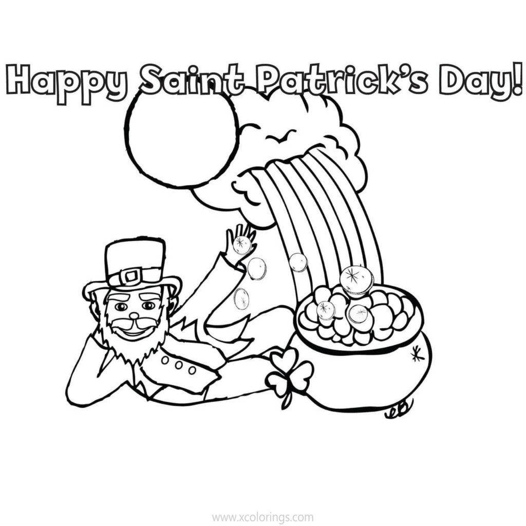 St Patricks Day Coloring Pages Gold and Rainbow - XColorings.com