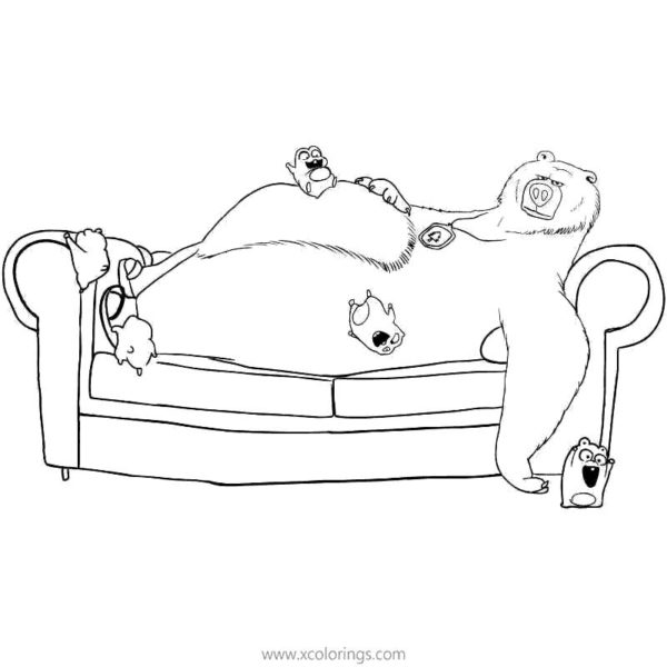 Grizzy and the Lemmings Coloring Pages Bear and Three Lemmings