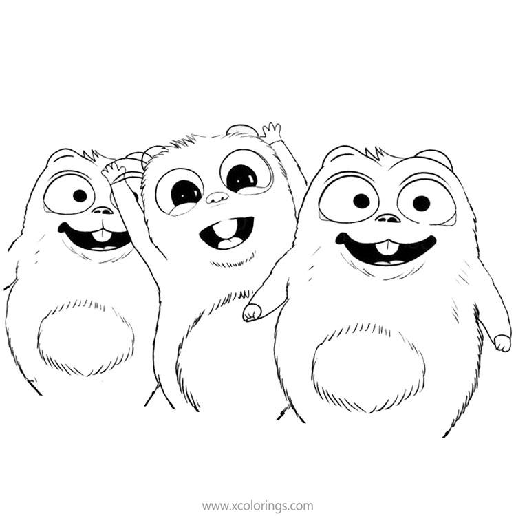 Free Grizzy and the Lemmings Coloring Pages Three Lemmings printable