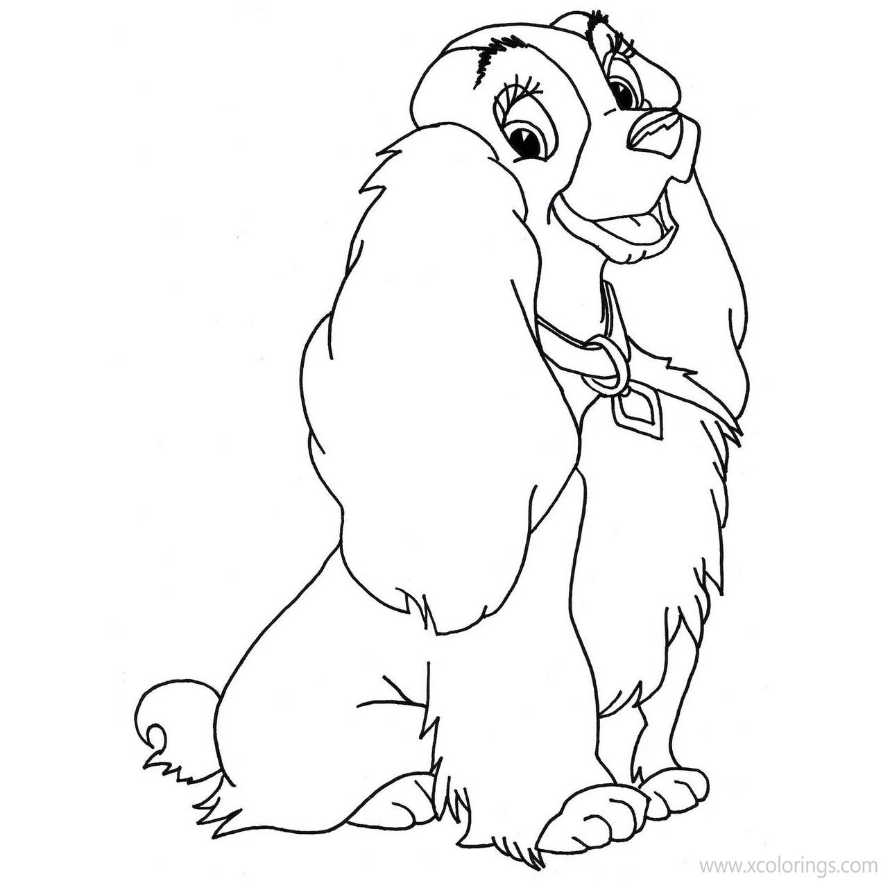 Free Happy Lady and the Tramp Coloring Pages printable