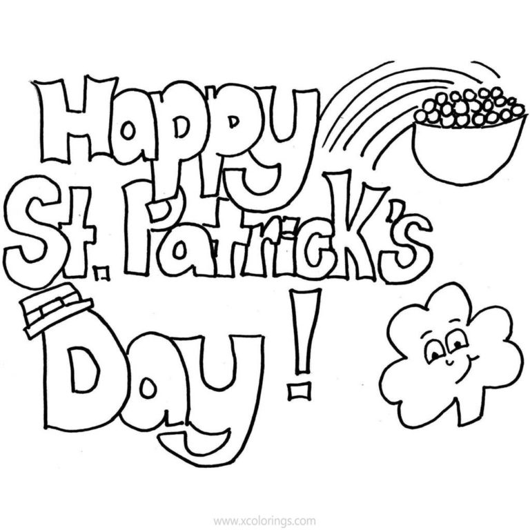 St. Patrick's Day Coloring Pages Snoopy with Shamrock - XColorings.com