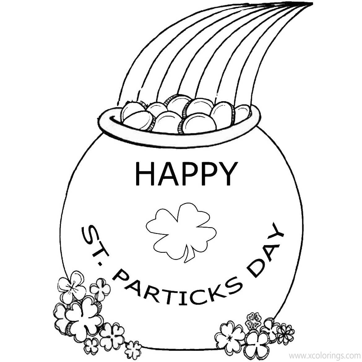 Free Happy St Patricks Day Coloring Pages Gold Coins Pot printable