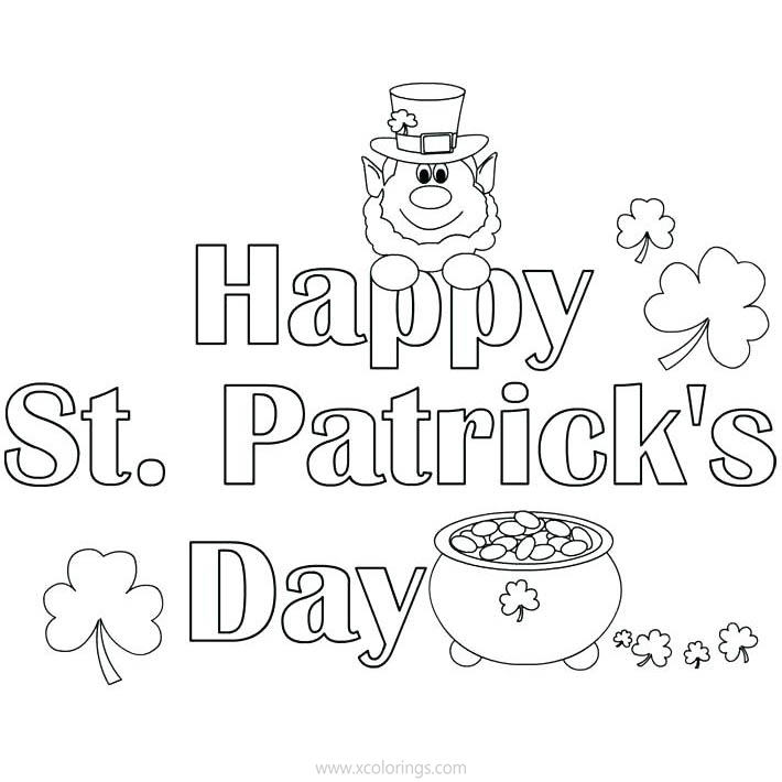 Free Happy St. Patrick's Day Coloring Pages Black and White printable