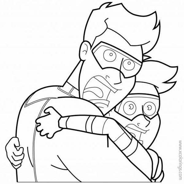 Free Henry Danger Coloring Pages Scared Henry Hart and Captain Man printable
