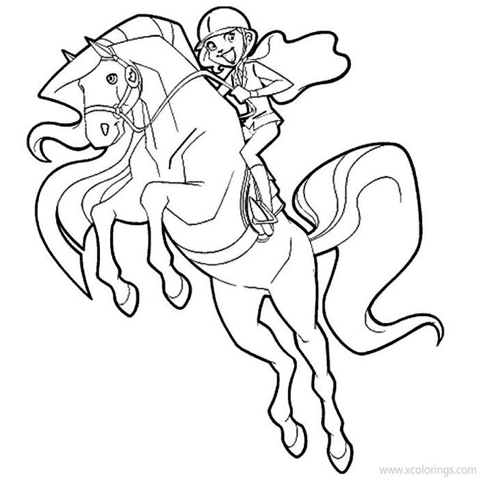 Horseland Coloring Pages Sarah is Riding Horse Scarlet - XColorings.com