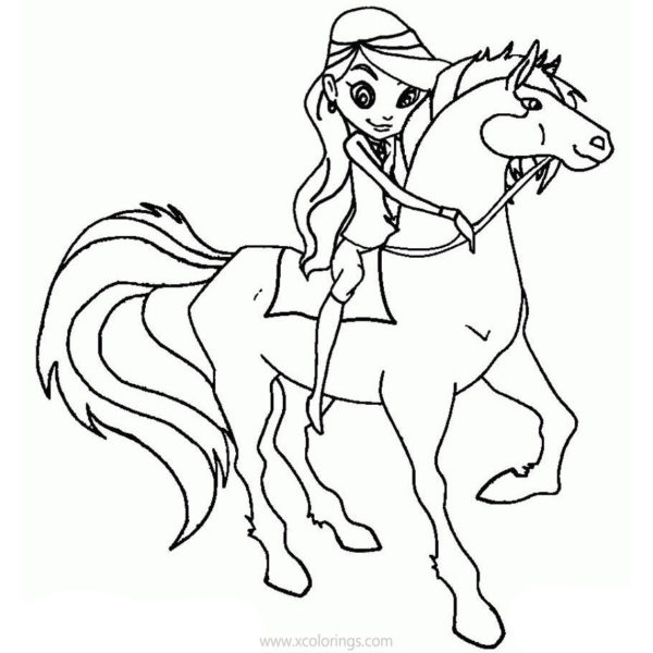 Horseland Coloring Pages Sarah Alma with Scarlet and Button
