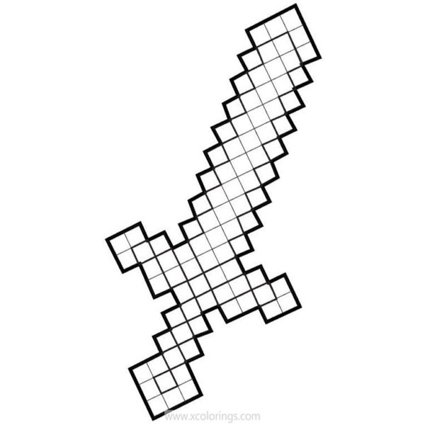 Minecraft Sword and Pickaxe Coloring Pages - XColorings.com