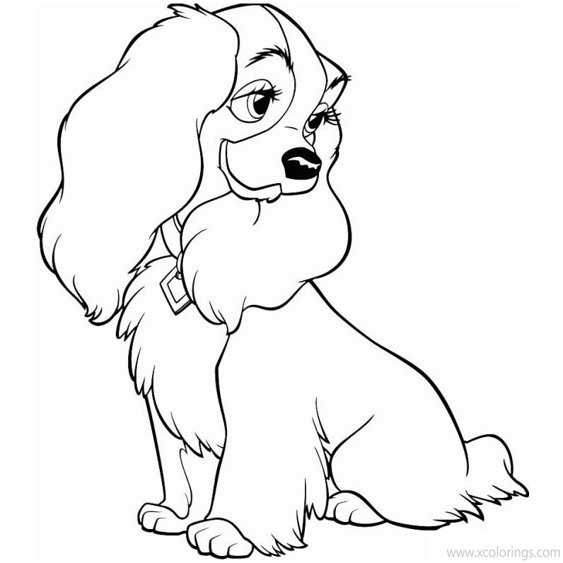 Free Lady and The Tramp Coloring Pages Lady Looking Back printable