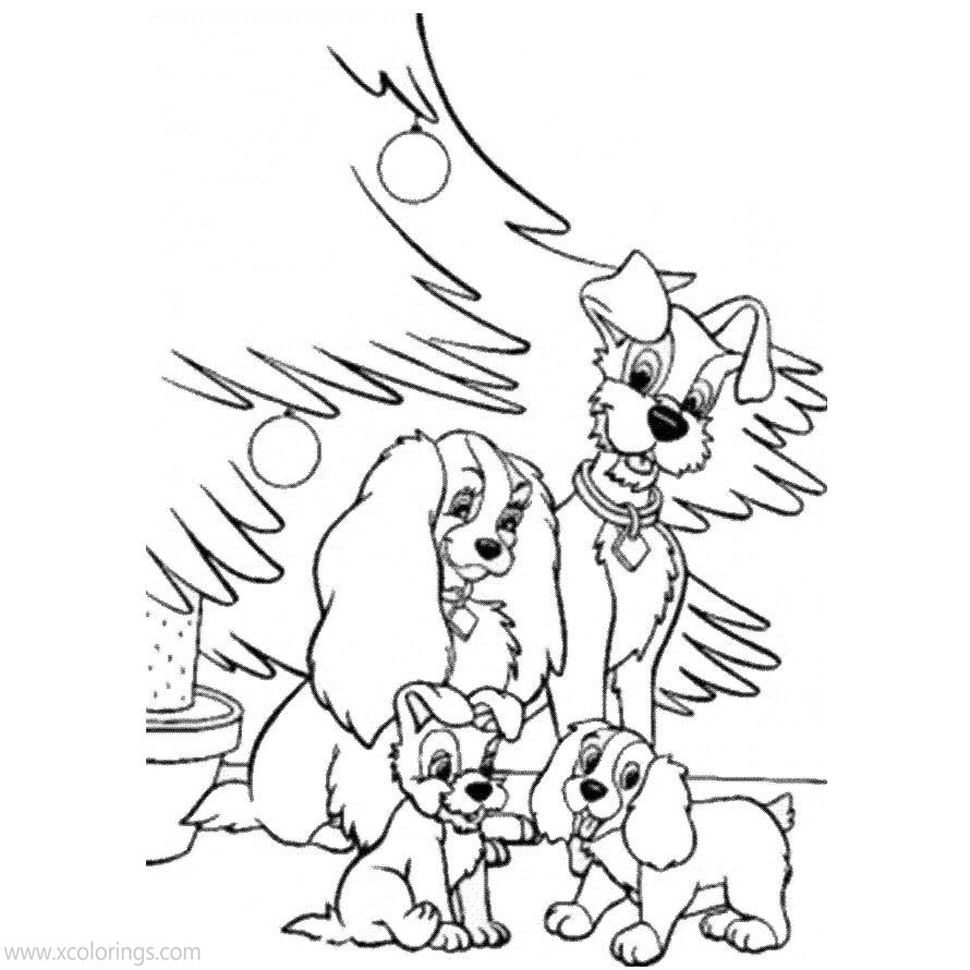 Free Lady and the Tramp Christmas Coloring Pages printable