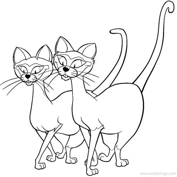 Free Lady and the Tramp Coloring Pages Cats Si and Am printable
