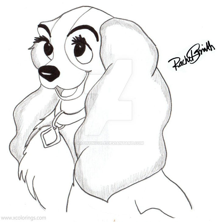 Free Lady and the Tramp Coloring Pages Fanart of Lady printable