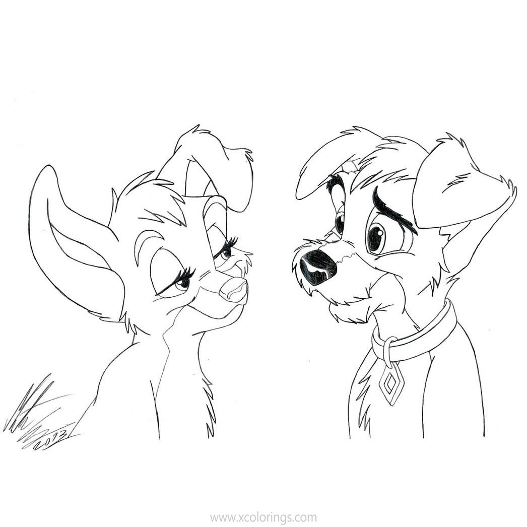 Free Lady and the Tramp Coloring Pages Fanart printable