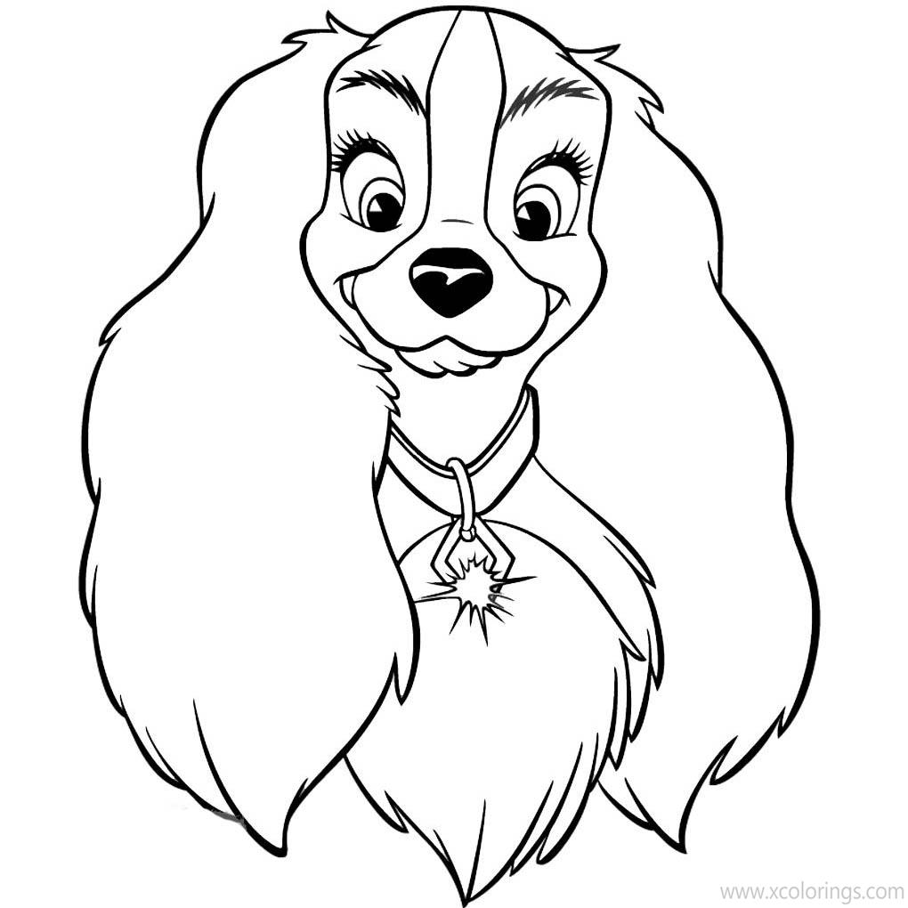 Free Lady and the Tramp Coloring Pages Lady's Portrait printable