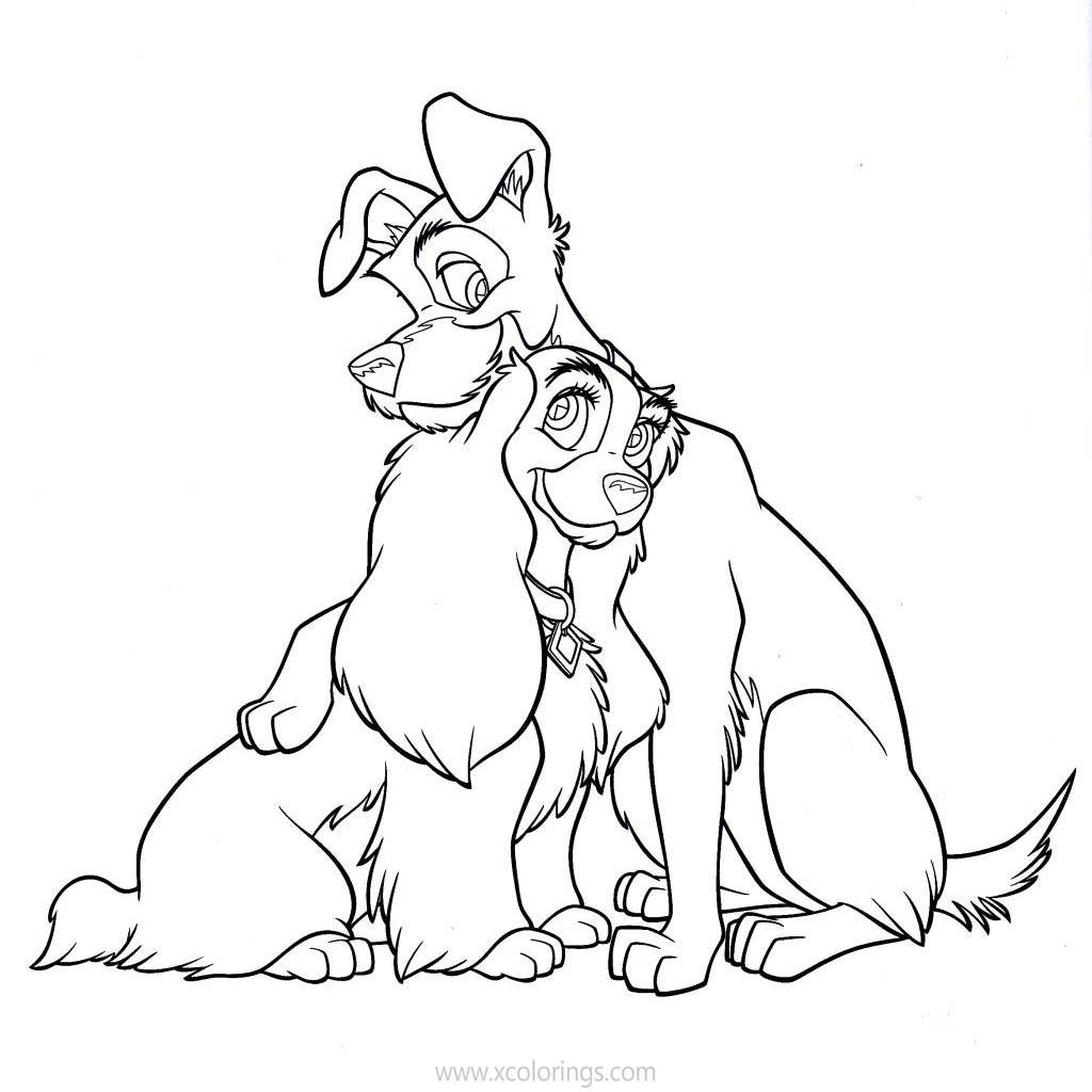 Free Lady and the Tramp Coloring Pages Main Protagonists printable