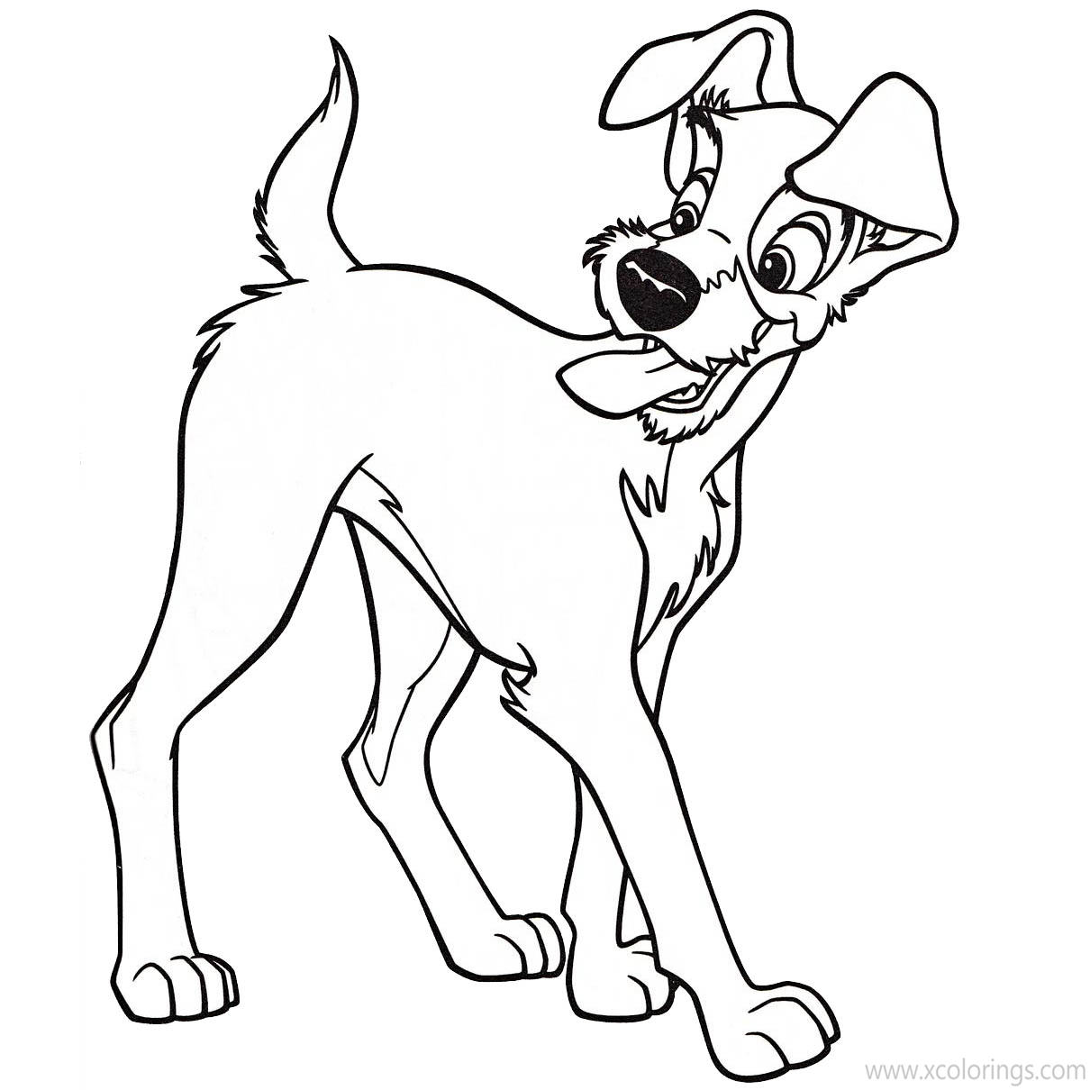 Free Lady and the Tramp Coloring Pages Tramp is Walking printable
