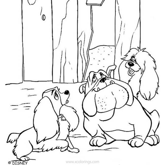 Free Lady and the Tramp Dogs Coloring Pages printable
