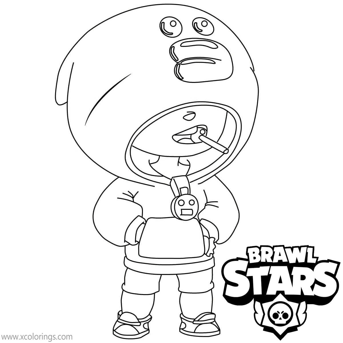 Free Leon Brawl Stars Coloring Pages Black and White printable