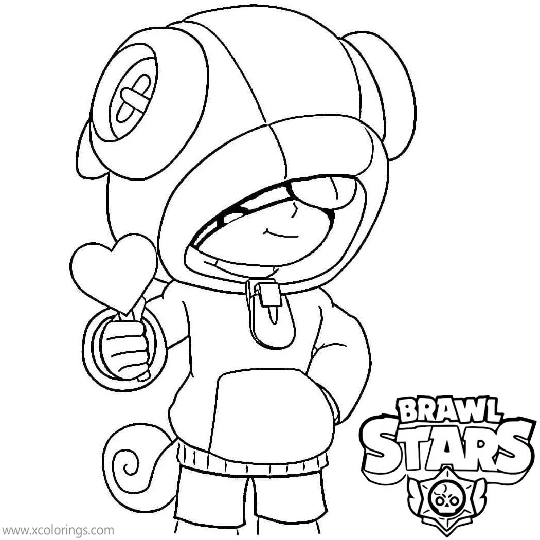 Leon Brawl Stars Coloring Pages with Heart - XColorings.com