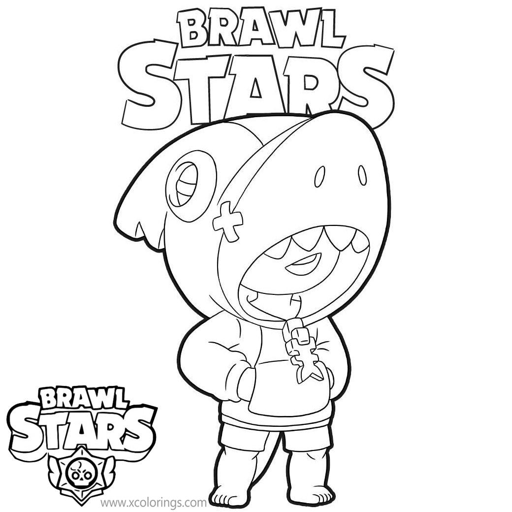 Free Leon Brawl Stars Coloring Pages with Logo printable