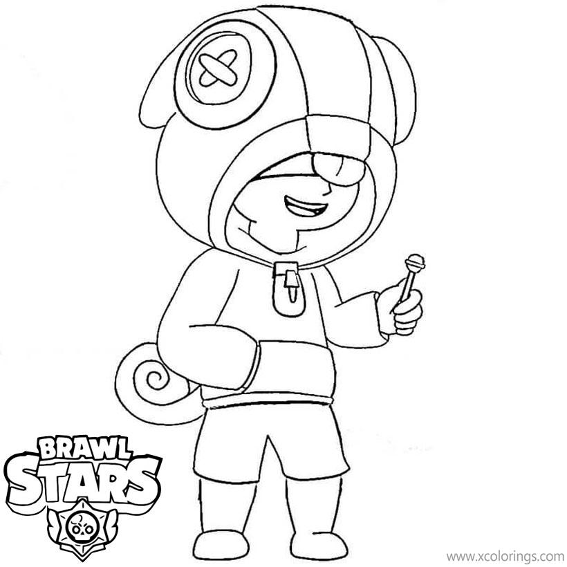 Free Leon Brawl Stars Coloring Pages with Lollipop printable