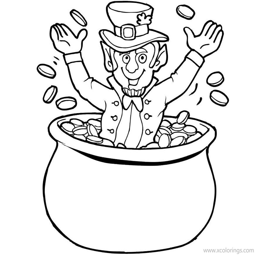 Free Leprechaun and Coins Coloring Pages printable