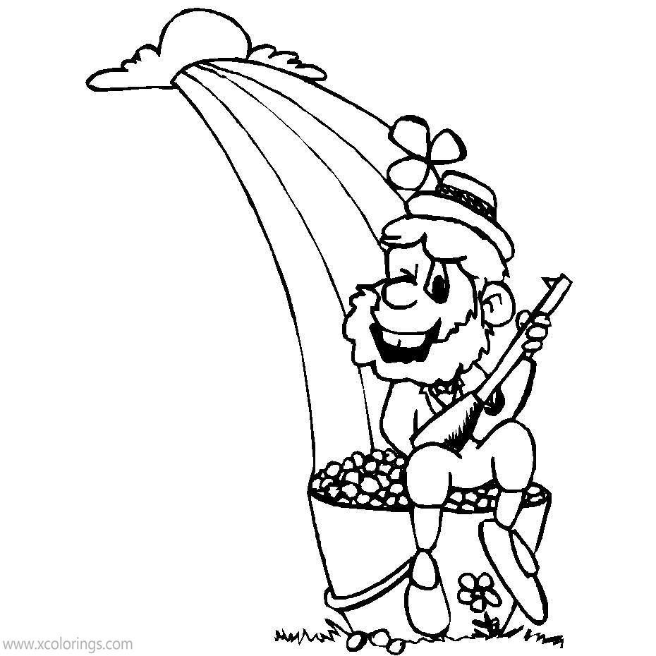 Free Leprechaun and Rainbow Coloring Pages printable