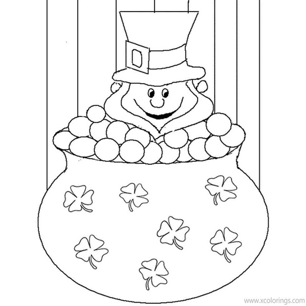 Free Leprechaun in Gold Pot Coloring Pages printable