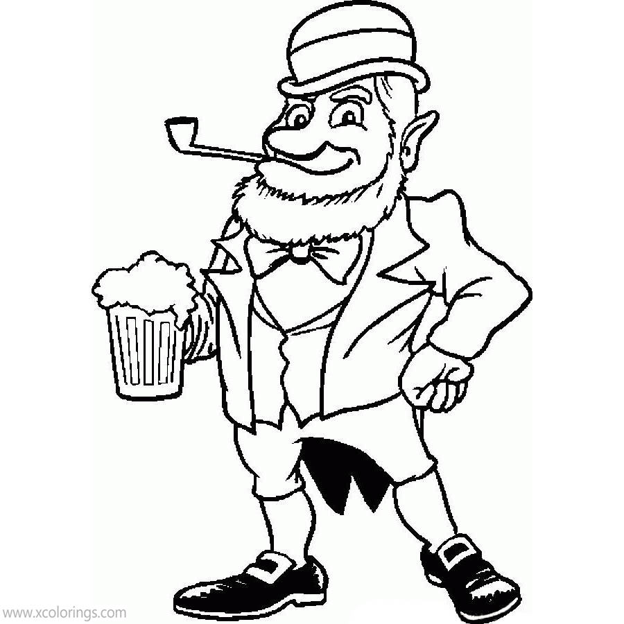 Free Leprechaun with Beer Coloring Pages printable