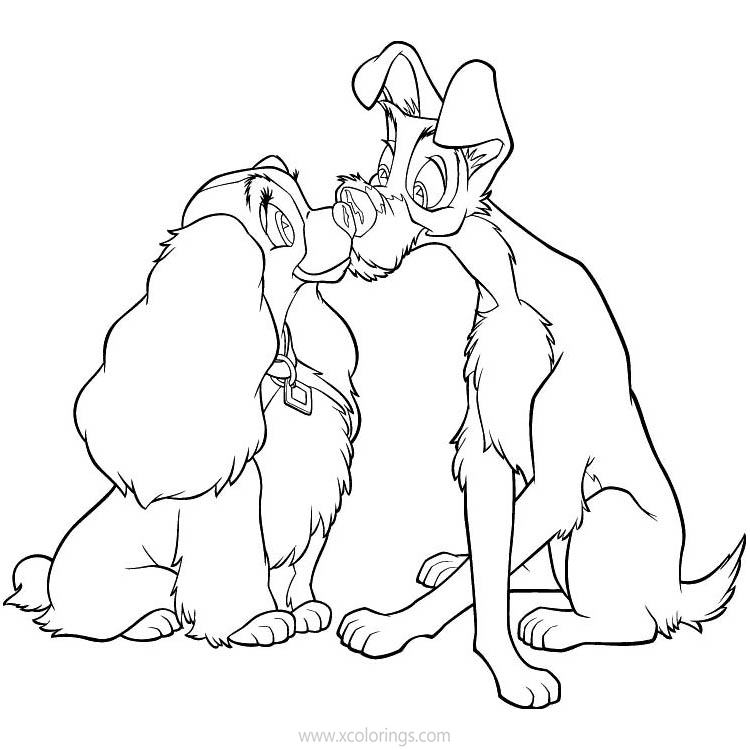 Free Love of Lady and the Tramp Coloring Pages printable