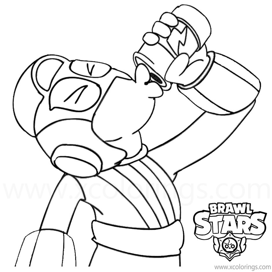 Free Max Brawl Stars Coloring Pages Max is Drinking printable