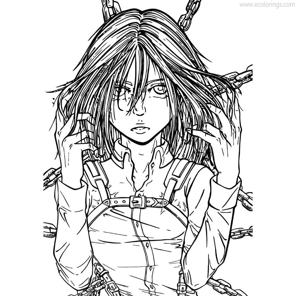 Free Mikasa from Attack On Titan Coloring Pages printable