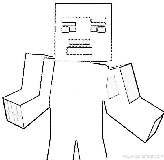 Free Minecraft Coloring Pages Steve Black and White printable