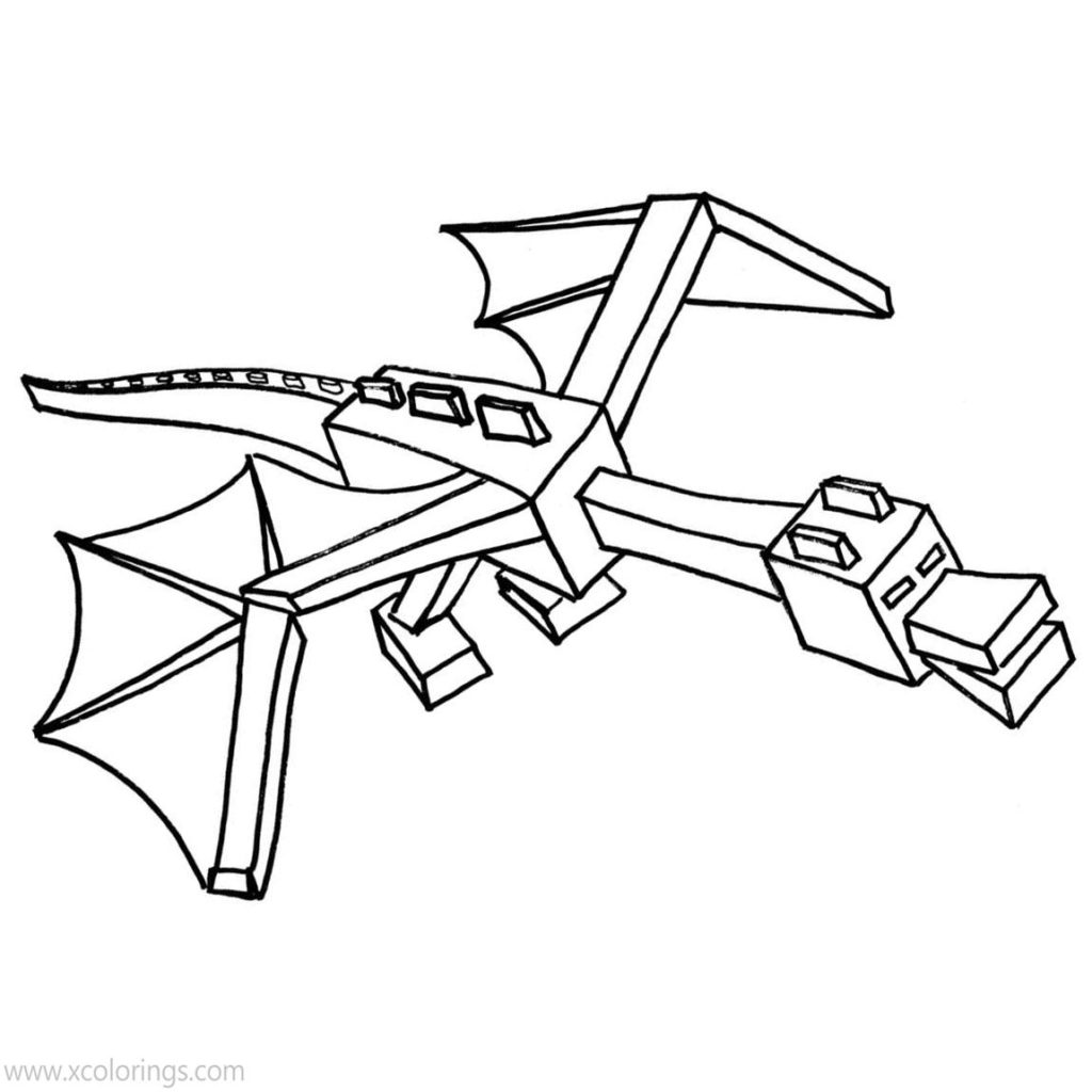 Ender Dragon Coloring Pages Clipart Black and White - XColorings.com