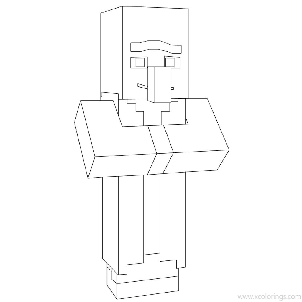 Minecraft Pillager Coloring Pages Outline Drawing