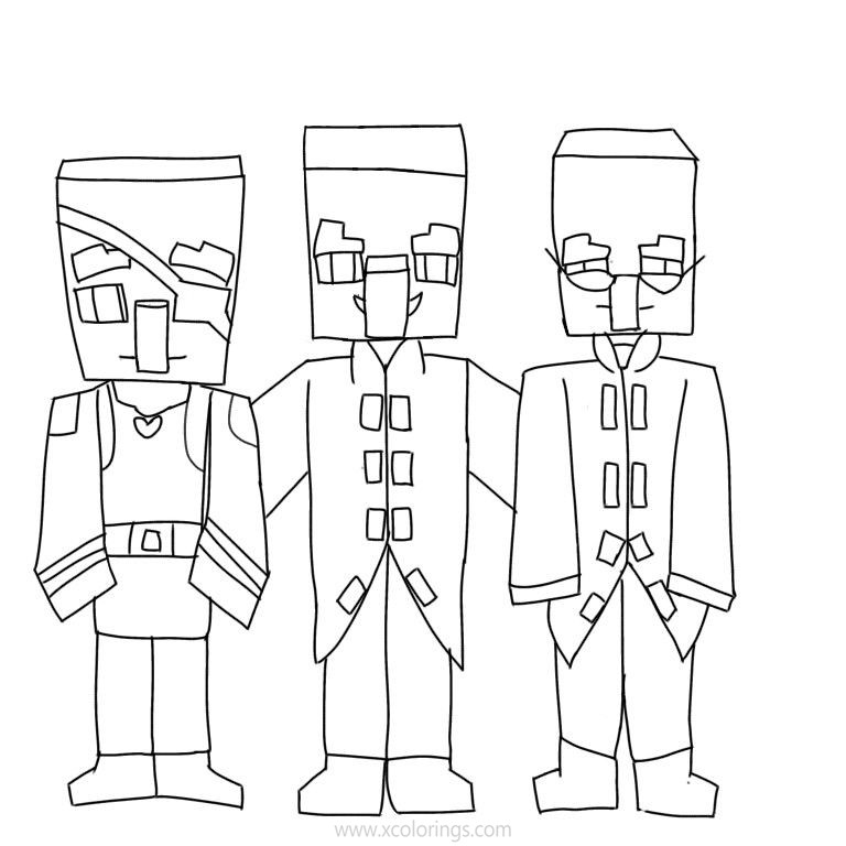 Free Minecraft Pillager Coloring Pages Pillager Captain with Brothers printable