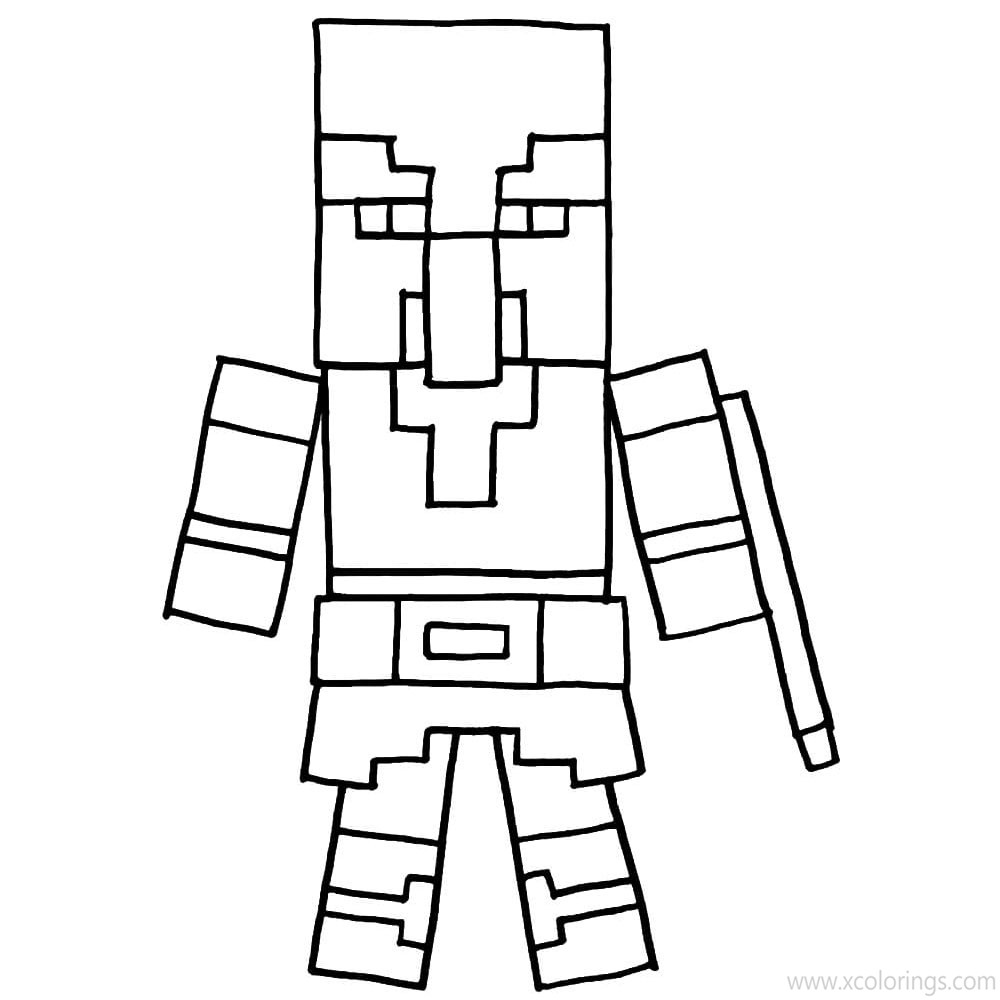 Free Minecraft Pillager Coloring Pages with Gun printable