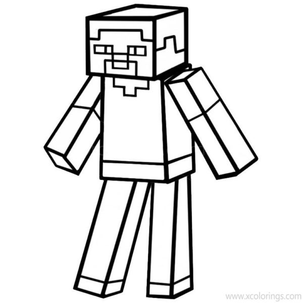Minecraft Coloring Pages Steve with Pickaxe - XColorings.com