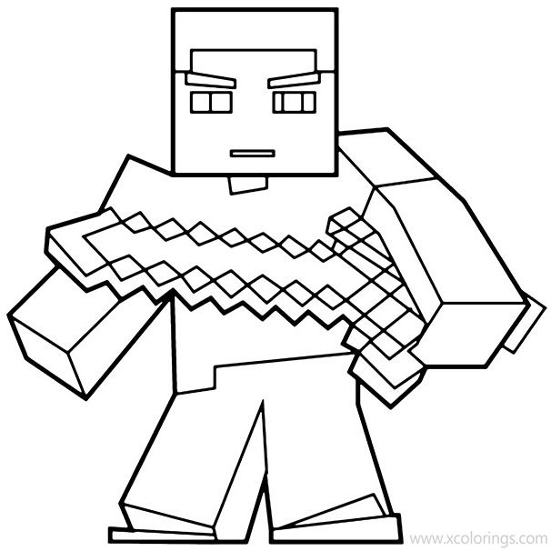 Free Minecraft Steve Coloring Sheets printable