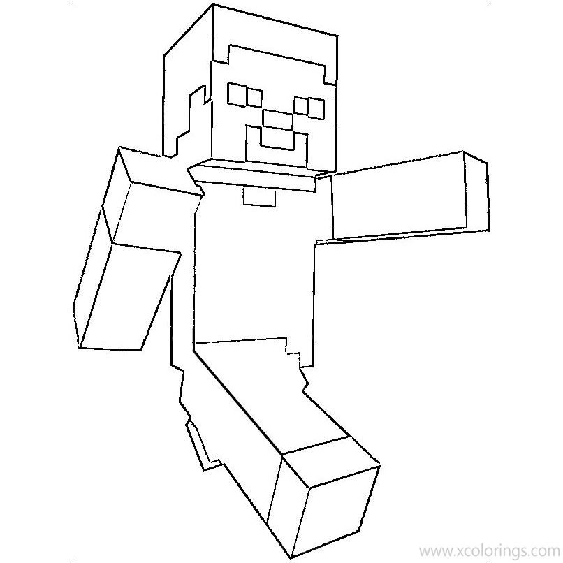 Free Minecraft Steve Linear Coloring Pages printable