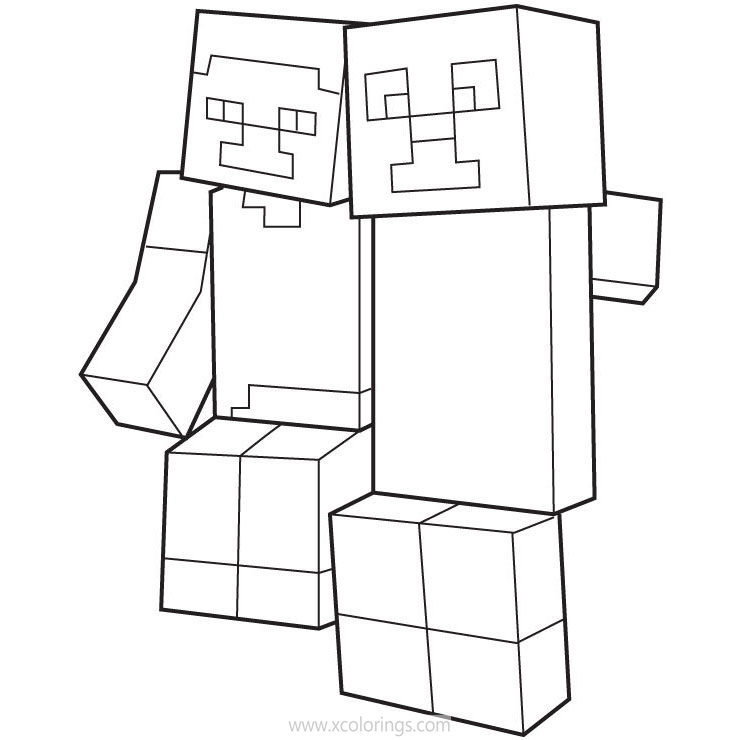 Minecraft Steve Coloring Pages With Diamond Sword - XColorings.com