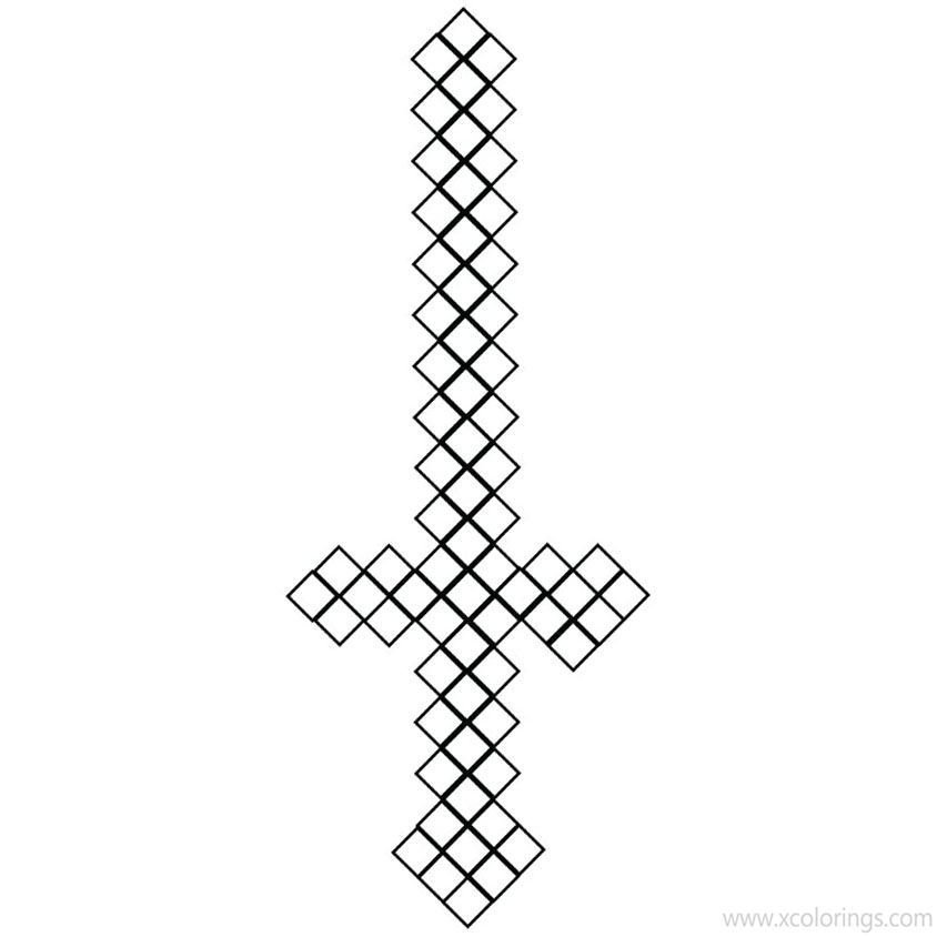Free Minecraft Sword Coloring Pages Black and White printable