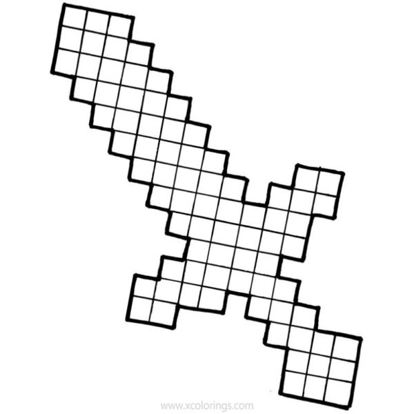 Minecraft Sword and Pickaxe Coloring Pages - XColorings.com