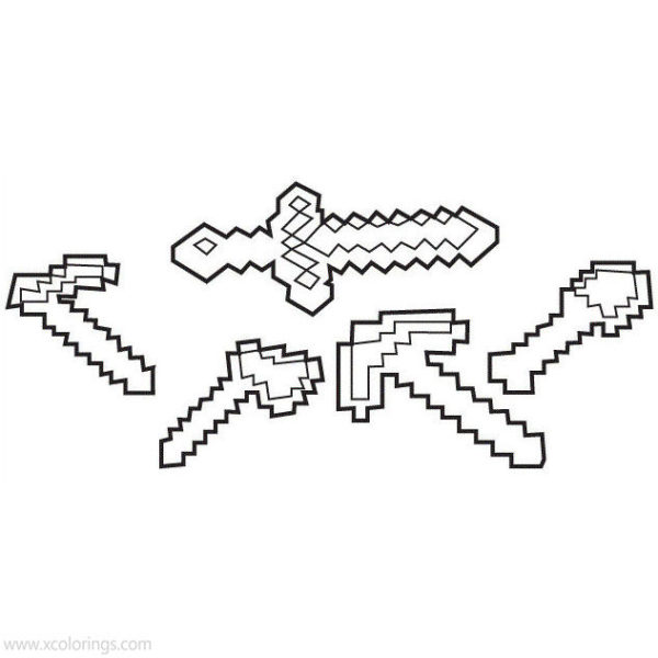 Minecraft Sword Coloring Pages - XColorings.com