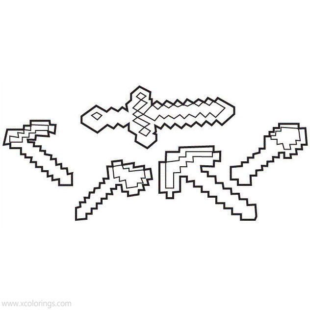 Minecraft Sword Coloring Pages From Minecraft Weapons