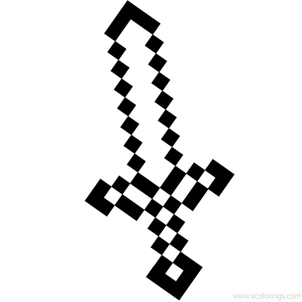 Free Minecraft Sword Outline Coloring Pages printable