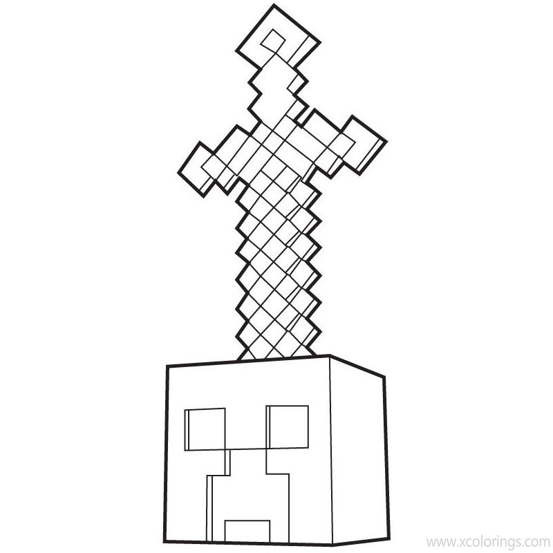 Free Minecraft Sword and Creeper Coloring Pages printable