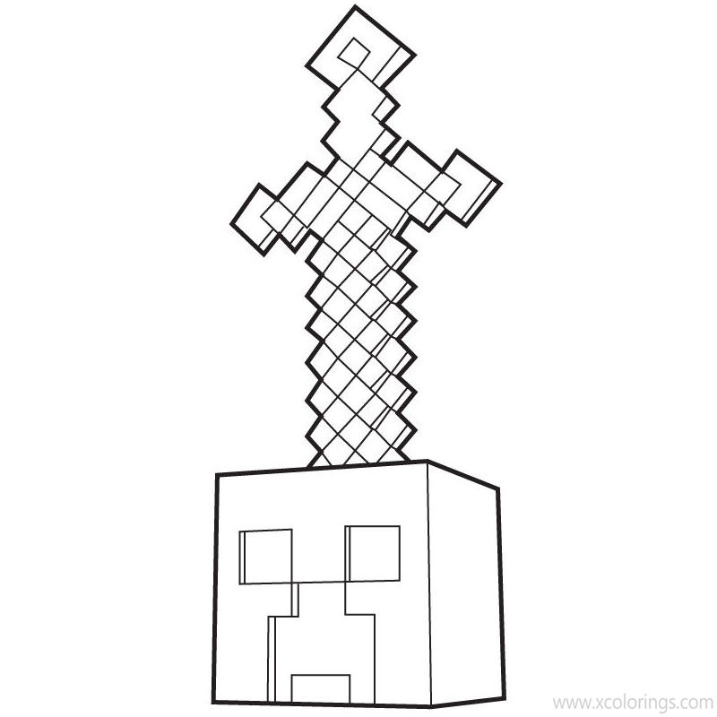 Minecraft Sword Coloring Pages Outline - XColorings.com